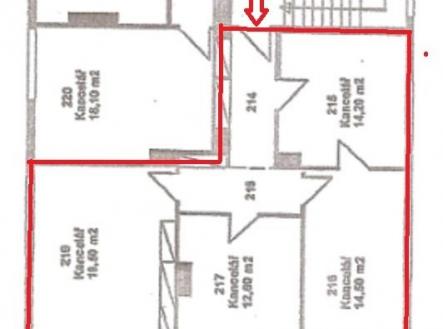 plánek | Pronájem - kanceláře, 70 m²