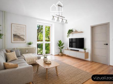 1 vizualizace obývák | Prodej bytu, 3+1, 64 m²