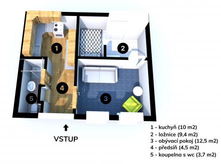 . | Prodej bytu, 2+1, 40 m²