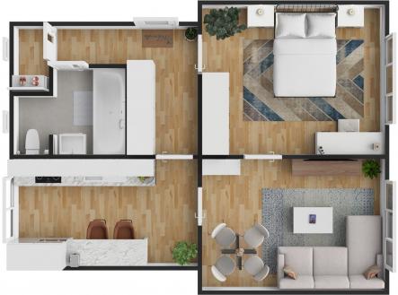 . | Pronájem bytu, 2+1, 53 m²