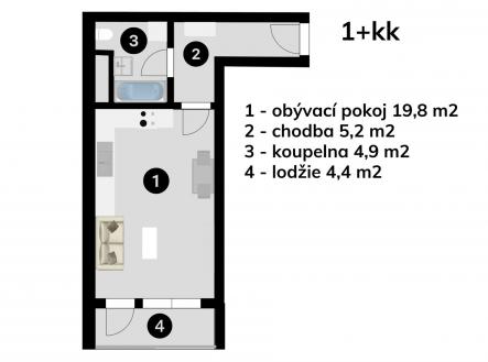 . | Pronájem bytu, 1+kk, 31 m²