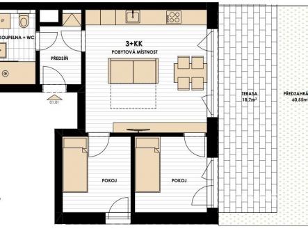 . | Prodej bytu, 3+kk, 68 m²
