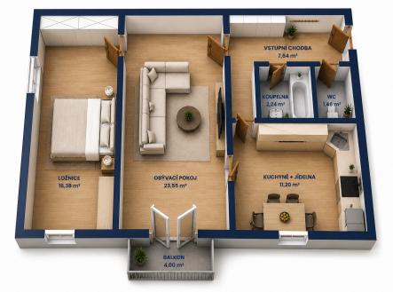Plánek | Prodej bytu, 2+1, 66 m²