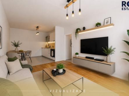 Vizu_obyvaci_pokoj+kk | Prodej bytu, 2+kk, 47 m²