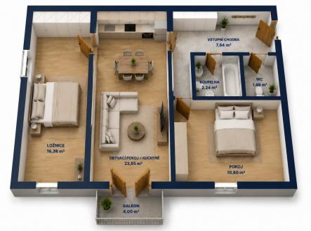 Plánek | Prodej bytu, 3+kk, 66 m²
