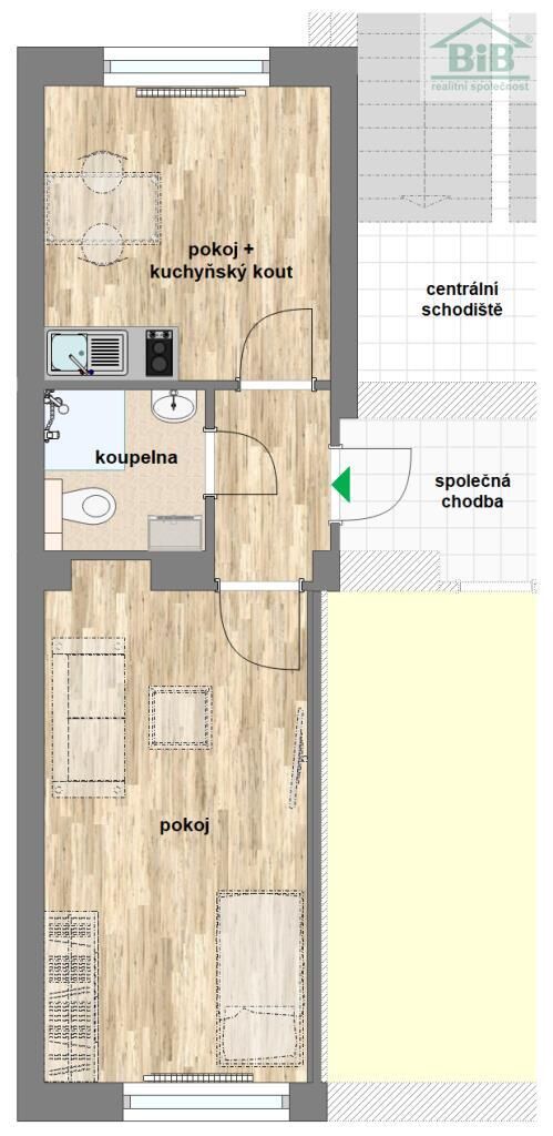 Pronájem bytu 2+kk + parkování, centrum Pardubic