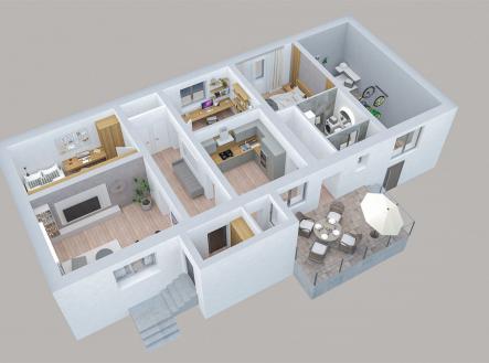 3D půdorys  | Prodej - dům/vila, 150 m²