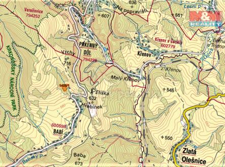 mapka | Prodej - pozemek, les, 13 585 m²