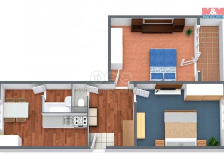 3D-floorplan.jpg | Prodej bytu, 2+1, 62 m²