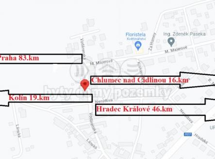 Mapa vzdáleností Týnec nad labem.jpg | Prodej - dům/vila, 110 m²