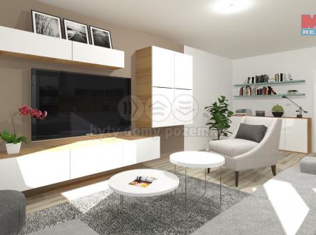 Vizualizace obývací pokoj | Prodej bytu, 2+1, 52 m²