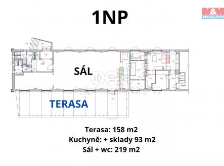 1 NP kuchyně a sál.jpg | Pronájem - restaurace, 470 m²