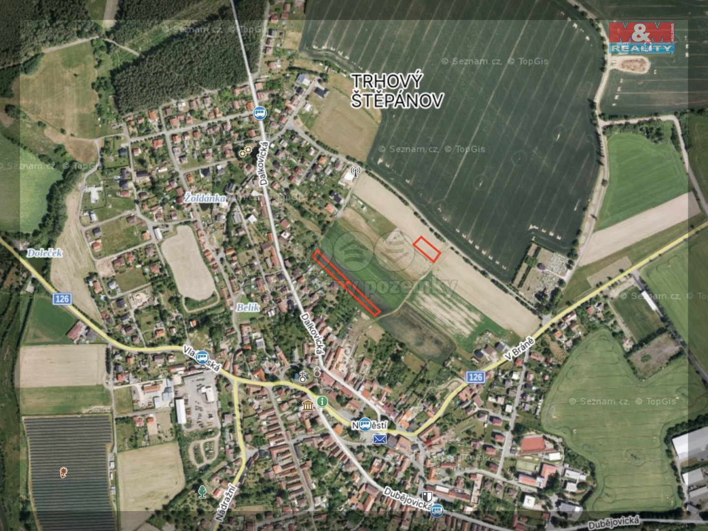 Prodej pozemku k bydlení, 1324 m², Trhový Štěpánov