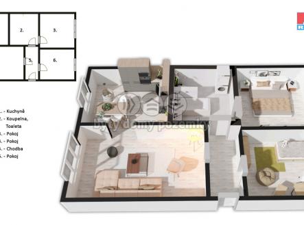 Půdorys po případné rekonstrukci | Prodej bytu, 3+1, 56 m²