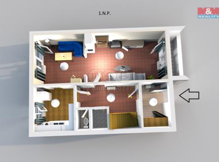 Zruč 1.N.P. 3D.png | Prodej - dům/vila, 120 m²
