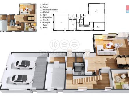 půdorys 1NP | Prodej - dům/vila, 256 m²