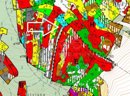 uhul mapka s šipkou.png | Prodej - pozemek, les, 7 489 m²