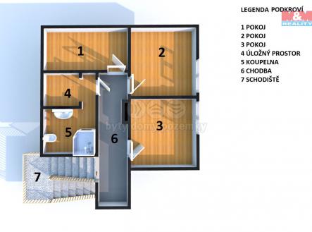 půdorys podkroví  | Prodej - dům/vila, 210 m²