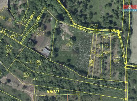 pozemek na mapě vyznačená | Prodej - pozemek, zahrada, 3 500 m²