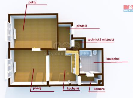 půdorys | Pronájem bytu, 2+kk, 59 m²