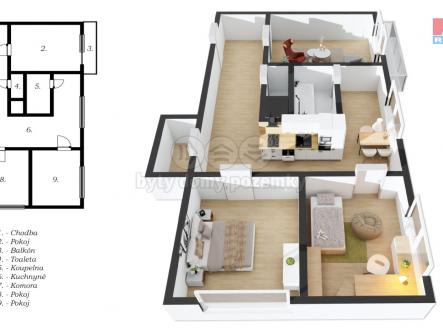 půdorys (2).jpg | Prodej bytu, 3+1, 73 m²