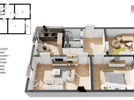 3+1 půdorys Truneček.jpg | Prodej bytu, 3+1, 71 m²