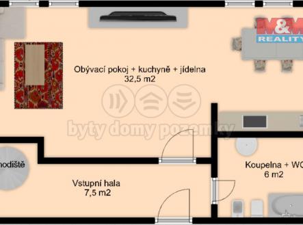 Orientační půdorys | Prodej bytu, 2+kk, 71 m²