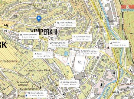 mapa okolí | Prodej bytu, 1+1, 43 m²