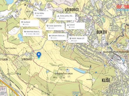 Mapa okolí. | Prodej - pozemek, zemědělská půda, 4 825 m²