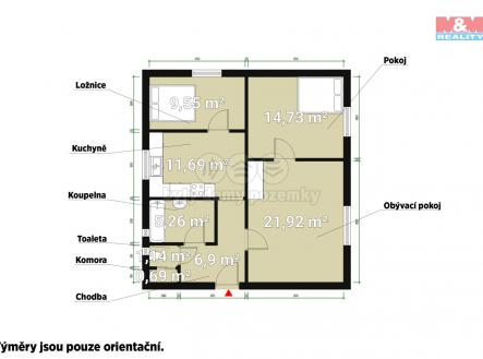 Půdorys.jpg | Pronájem bytu, 3+1, 72 m²