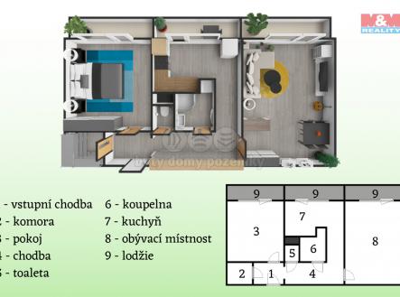 Půdorys.png | Prodej bytu, 2+1, 52 m²