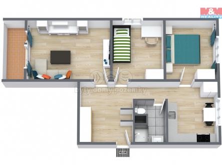 3D Floor Plan.jpg | Prodej bytu, 3+1, 63 m²