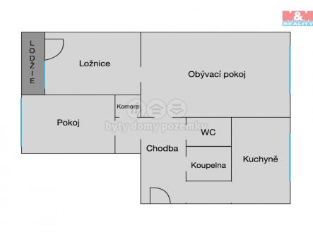 11) 3+1 Lodžie.png | Pronájem bytu, 3+1, 68 m²