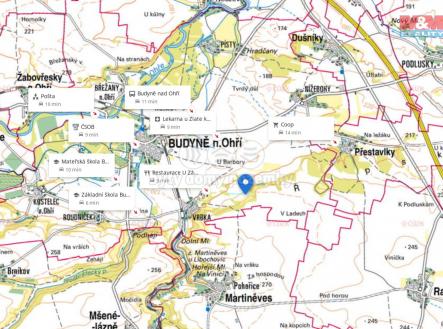 Mapa okolí. | Prodej - pozemek, zemědělská půda, 11 006 m²