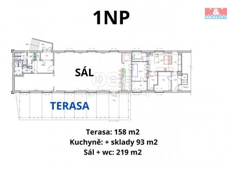 1 NP kuchyně a sál.jpg | Pronájem - obchodní prostor, 470 m²