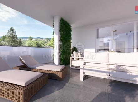 Vizualizace - terasa | Prodej bytu, 3+kk, 66 m²
