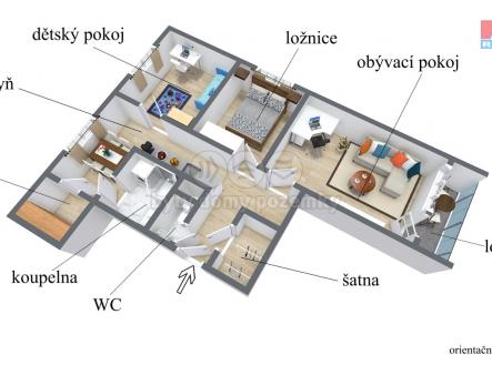 pudorys-jablonne-byt-popisky.jpg | Prodej bytu, 3+1, 68 m²