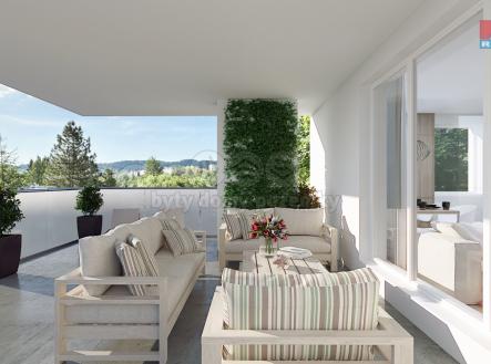 Vizualizace terasa | Prodej bytu, 2+kk, 50 m²