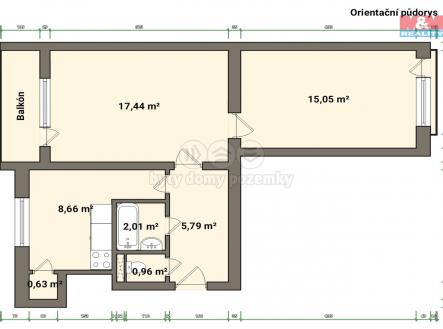 Půdorys, byt, 2+1, Praha 6.jpg | Prodej bytu, 2+1, 51 m²