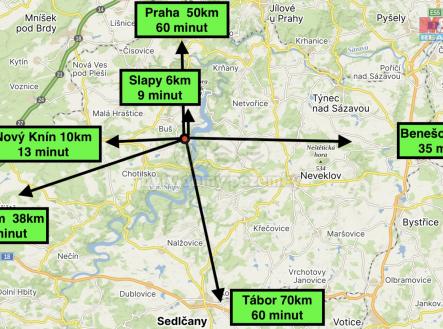 mapa vzdálenosti.jpg | Prodej - chata/rekreační objekt, 90 m²