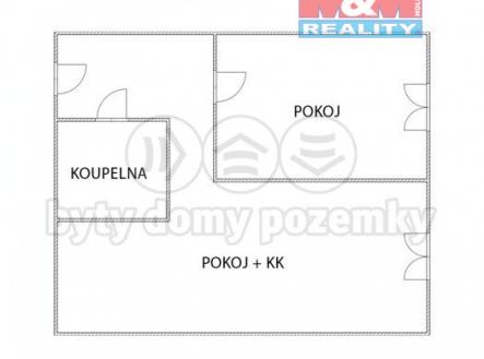 Půdorys | Pronájem bytu, 2+kk, 39 m²