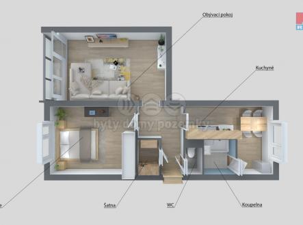 půdorys | Prodej bytu, 2+1, 62 m²