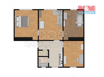 Půdorys 2D | Pronájem bytu, 4+1, 93 m²