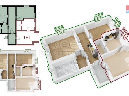 Vizualizace při rekonstrukci na dva apartmány | Prodej bytu, 4+1, 142 m²