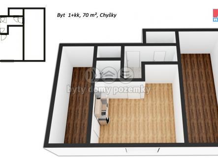 Chyšky půdorys.jpg | Pronájem bytu, 2+kk, 70 m²