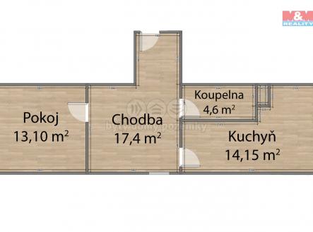 211 rozmōry.jpg | Pronájem bytu, 3+kk, 45 m²