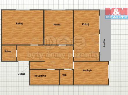 půdorys.jpg | Pronájem bytu, 3+1, 66 m²