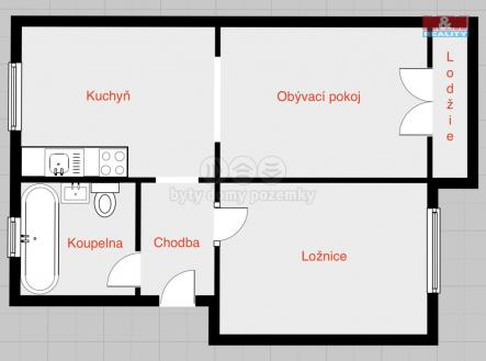 Půdorys.jpg | Pronájem bytu, 2+1, 51 m²