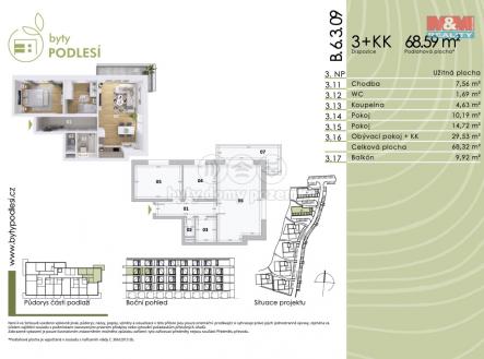 Karta bytu | Prodej bytu, 3+kk, 68 m²