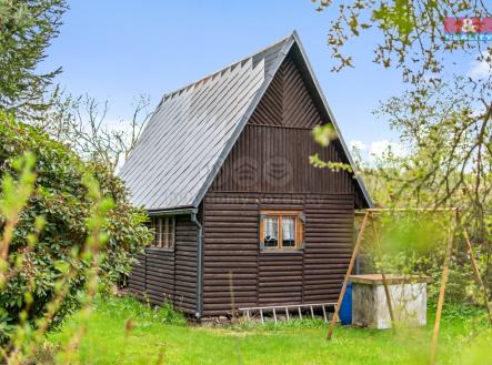 Pohled na chatku | Prodej - pozemek, zahrada, 396 m²